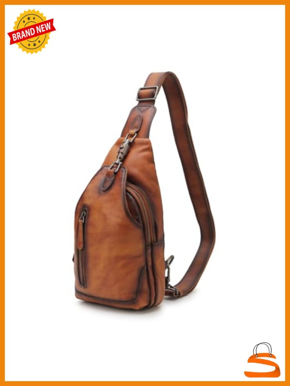 Genuine Leather Sling Bag Crossbody Chest Pack Shoulder Backpack